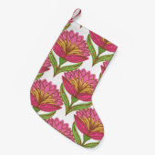 フローラの明るさ：赤い白のヴィンテージ。 スモールクリスマスストッキング (正面 (吊り時))