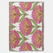 フローラの明るさ：赤い白のヴィンテージ。 スローブランケット (正面縦)