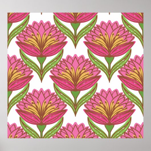 フローラの明るさ：赤い白のヴィンテージ。 ポスター (正面)