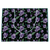 フローラの暗い背景に葉を付けたパンジー ラージペーパーバッグ (正面)