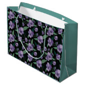フローラの暗い背景に葉を付けたパンジー ラージペーパーバッグ (裏面アングル)