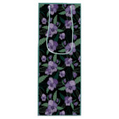 フローラの暗い背景に葉を付けたパンジー ワインギフトバッグ (正面)