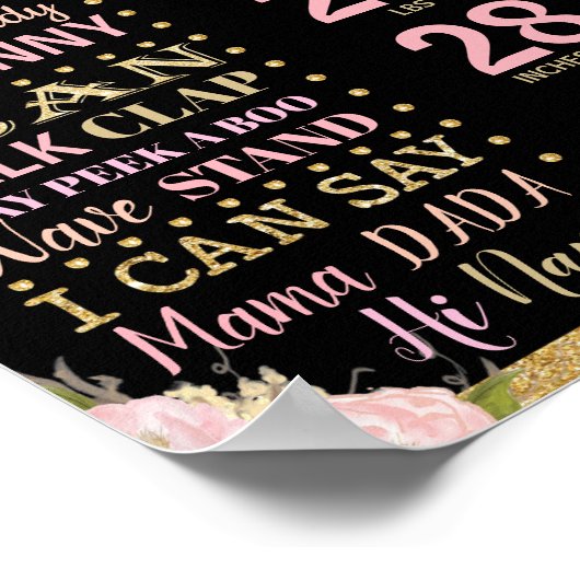 フローラの最初の誕生日マイルストーン誕生統計ポスター ポスター (角)