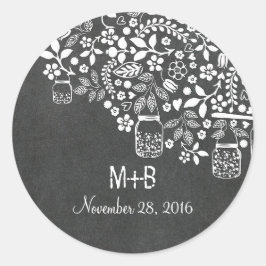 フローラの木の枝とメイスンジャー ラウンドシール