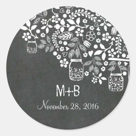 フローラの木の枝とメイスンジャー ラウンドシール (正面)