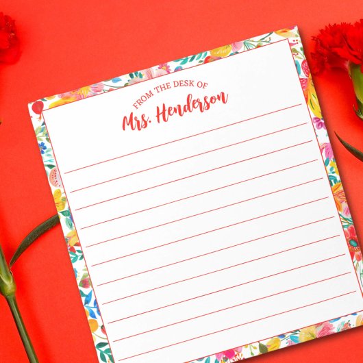 フローラの机かカラフルら ノートパッド