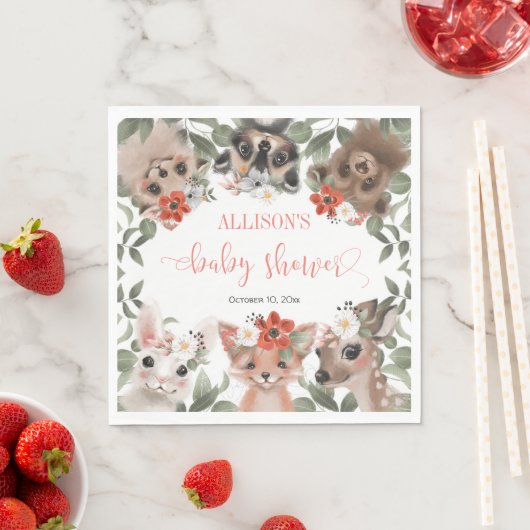 フローラの森の友人の赤ちゃんシャワー スタンダードランチョンナプキン (インサイチュ)