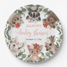 フローラの森の友人の赤ちゃんシャワー ペーパープレート
