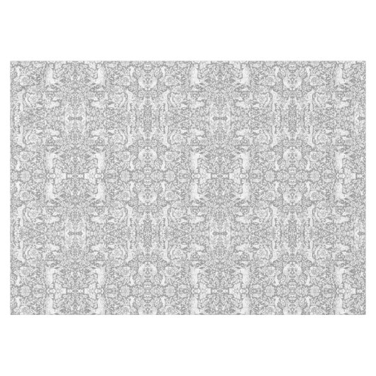 フローラの森の白灰色の動物のパターン テーブルクロス (正面(横))