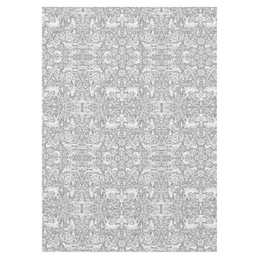 フローラの森の白灰色の動物のパターン テーブルクロス (正面)