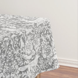 フローラの森の白灰色の動物のパターン テーブルクロス