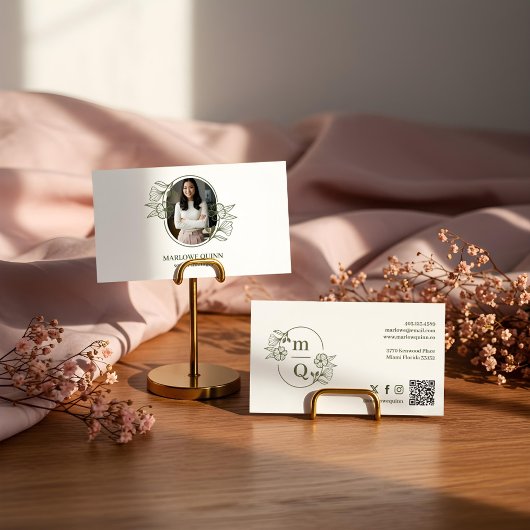 フローラの植物性モノグラムクレストロゴブランドフォト 名刺