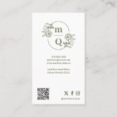 フローラの植物性モノグラムクレストロゴブランドフォト 名刺 (裏面)