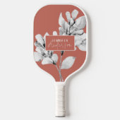 フローラの植物色のスクリプトピンク ピックルボールラケット (正面)