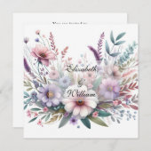 フローラの水の色ソフトパステルカラー 招待状 (正面/裏面)