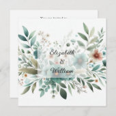 フローラの水の色ソフトパステルカラー 招待状 (正面/裏面)