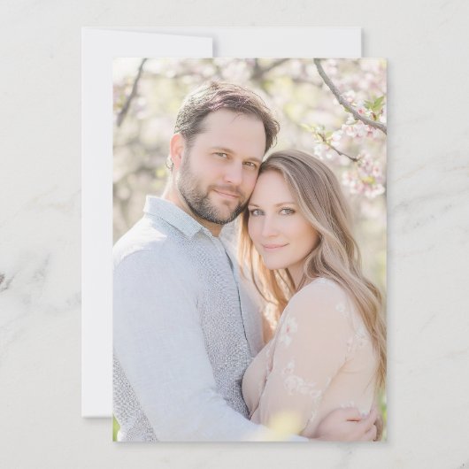 フローラの水の色ロマンエレガントチックなカスタム写真 セーブザデート (裏面)