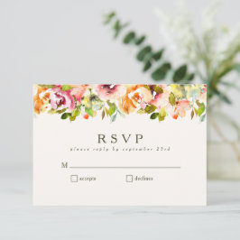 フローラの水の色素朴カントリー結婚ブルゴーニュ 出欠カード