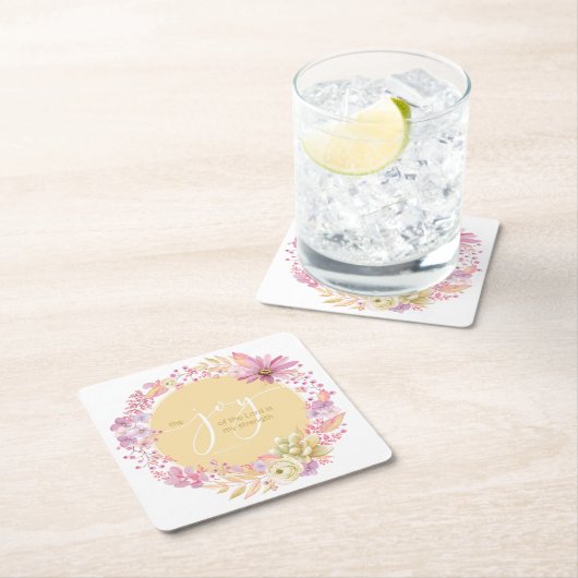 フローラの水彩の喜び スクエアペーパーコースター (インサイチュ)