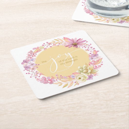 フローラの水彩の喜び スクエアペーパーコースター (アングル)