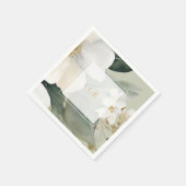 フローラの水彩の葉のオーバーレイ&イニシャル スタンダードカクテルナプキン (角)