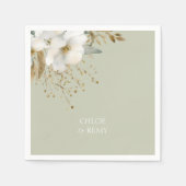 フローラの水彩の葉のセージ緑 スタンダードカクテルナプキン (正面)