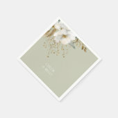 フローラの水彩の葉のセージ緑 スタンダードカクテルナプキン (角)