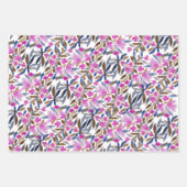 フローラの水彩ピンクヴェネチアンブルーシダー ラッピングペーパーシート (正面)
