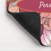 フローラの水彩ピンク紫色の花がパーソナライズ マウスパッド (コーナー)