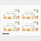 フローラの水彩図書名帳シール 長方形シール (シート)