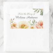 フローラの水彩図書名帳シール 長方形シール (バッグ)