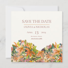 フローラの水彩日付カードの保存 セーブザデート