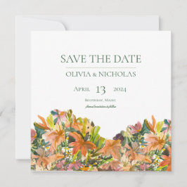 フローラの水彩日付カードの保存 セーブザデート