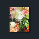 フローラの水彩桃色&グリーン キャンバスプリント<br><div class="desc">繊細な桃のバラ、ピンクのダイズ、豊かな緑の葉と花の花束を示す楽しいフローラの水の色のデザイン。あなたのインテリア装飾に美しい追加。</div>