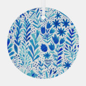 フローラの水彩植物シームレスなテクスチャ ガラスオーナメント (裏面)