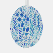 フローラの水彩植物シームレスなテクスチャ ガラスオーナメント (正面右)