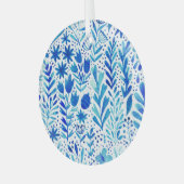 フローラの水彩植物シームレスなテクスチャ ガラスオーナメント (正面左)