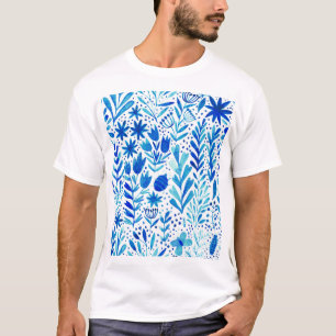 フローラの水彩植物シームレスなテクスチャ Tシャツ