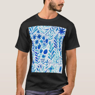 フローラの水彩植物シームレスなテクスチャ Tシャツ