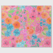 フローラの水彩模様 ラッピングペーパー (フラット)
