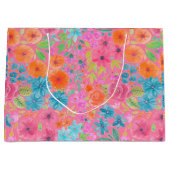 フローラの水彩模様 ラージペーパーバッグ (正面)