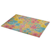 フローラの水彩模様（黄色） カッティングボード (角)