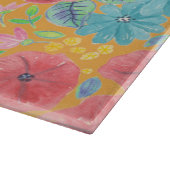 フローラの水彩模様（黄色） カッティングボード (角)