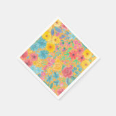 フローラの水彩模様（黄色） スタンダードカクテルナプキン (角)