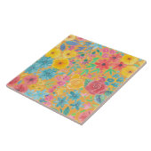 フローラの水彩模様（黄色） タイル (側面)