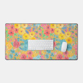 フローラの水彩模様（黄色） デスクマット (キーボード&マウス)