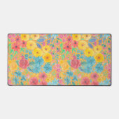 フローラの水彩模様（黄色） デスクマット (正面)