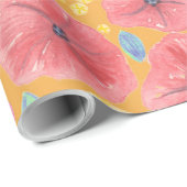 フローラの水彩模様（黄色） ラッピングペーパー (ロールコーナー)