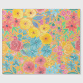 フローラの水彩模様（黄色） ラッピングペーパー (フラット)