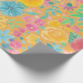 フローラの水彩模様（黄色） ラッピングペーパー (角)